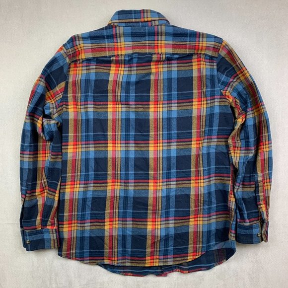 men's Banana Republic flannel blue red plaid long sleeve shirt large - Picture 6 of 6